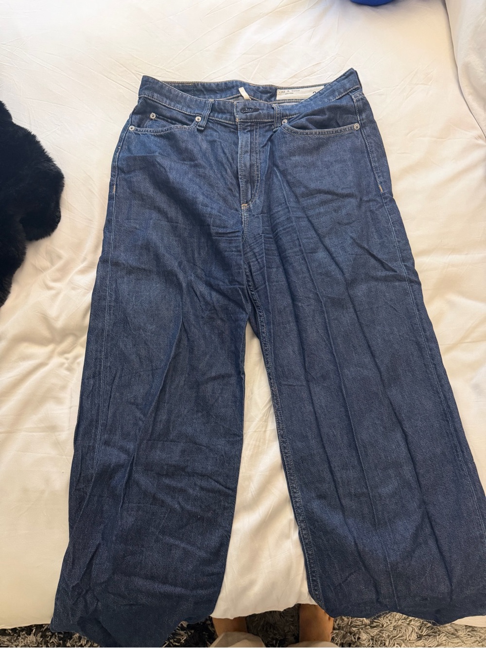 Dark Blue Logan Mid-Rise Wide-Leg Jeans - Picture 3 of 5